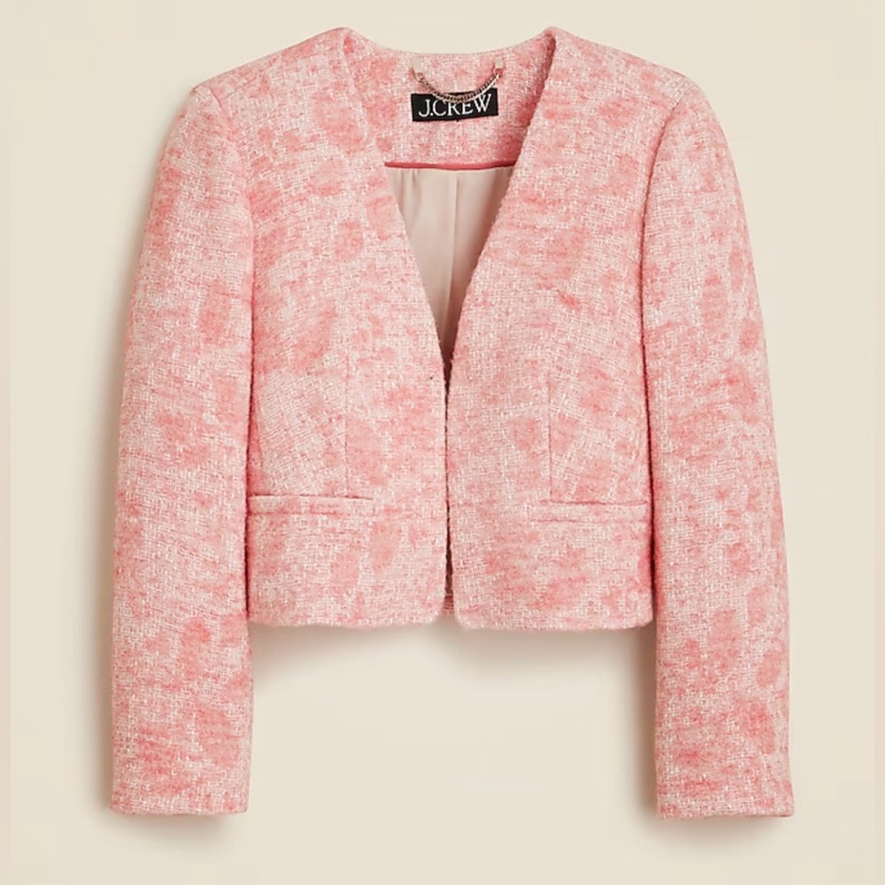 NWOT JCrew Collarless jacket in Italian tweed - Picture 1 of 5